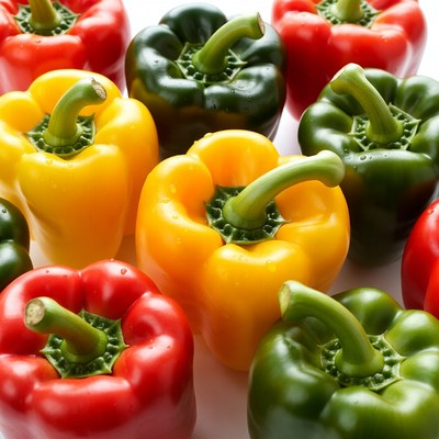 Colorful Bell Peppers on White Background
