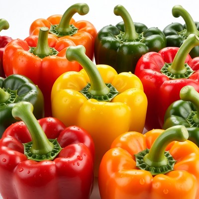 Colorful Bell Peppers on White Background