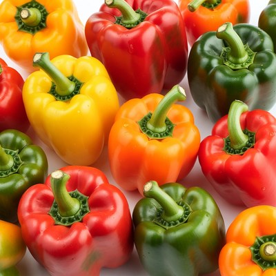 Colorful Bell Peppers on White Background