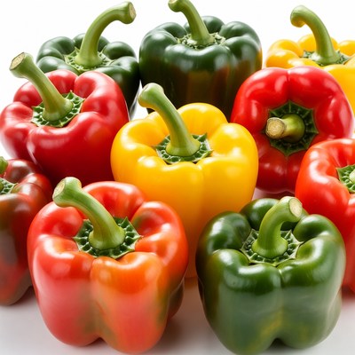 Colorful Bell Peppers on White Background