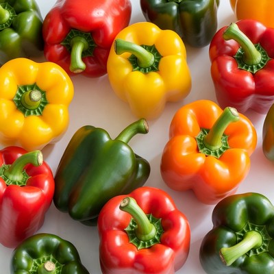 Colorful Bell Peppers on White Background