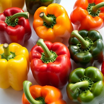Colorful Bell Peppers on White Background