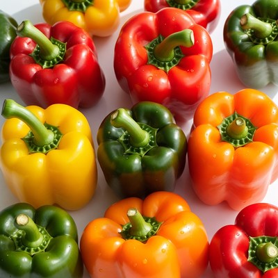 Colorful Bell Peppers on White Background
