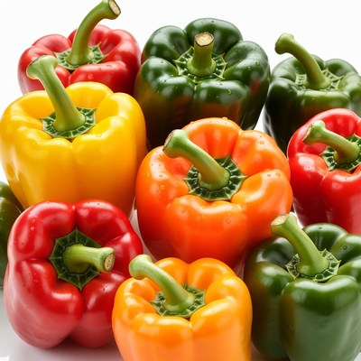 Colorful Bell Peppers on White Background