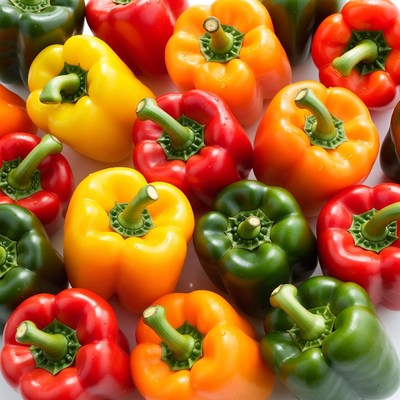 Colorful Bell Peppers on White Background