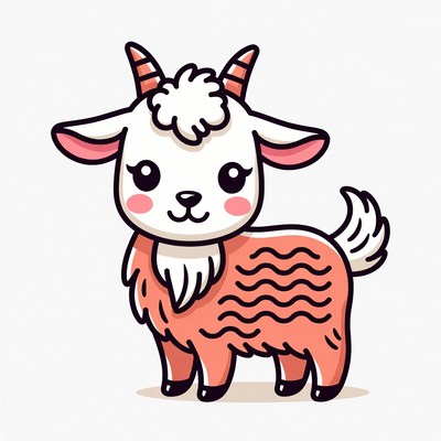 Cute cartoon baby goat