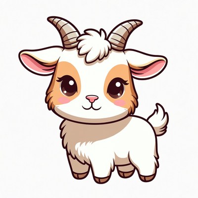 Cute cartoon baby goat