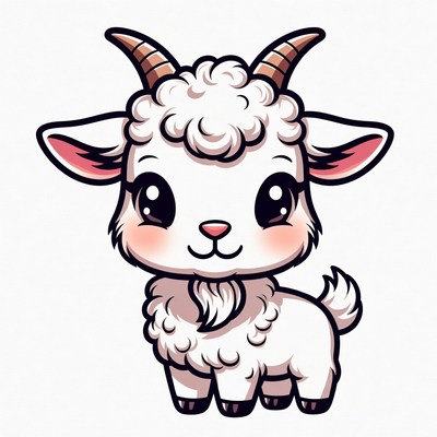 Cute cartoon baby goat