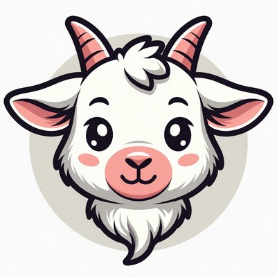 Cute cartoon goat face