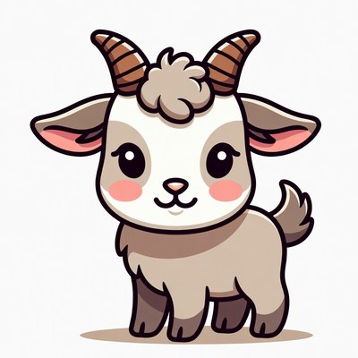 Cute cartoon baby goat