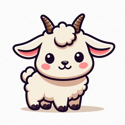Cute cartoon baby goat