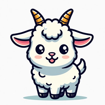 Cute cartoon baby goat