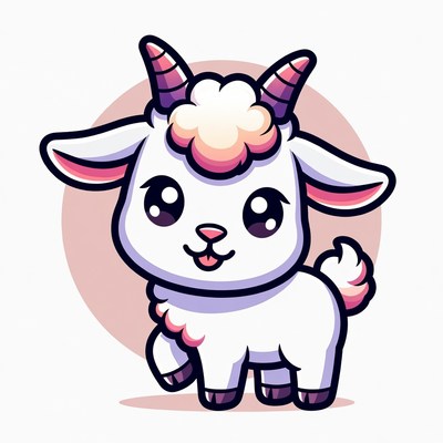 Cute cartoon baby goat