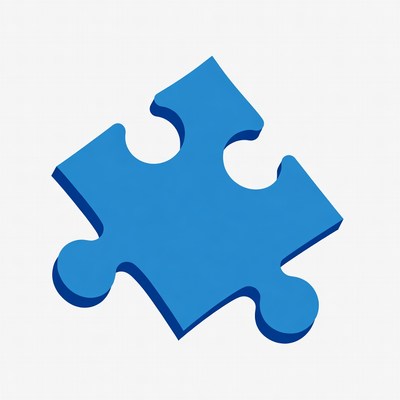 Blue 3D puzzle piece