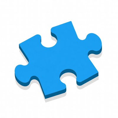 Blue 3D puzzle piece