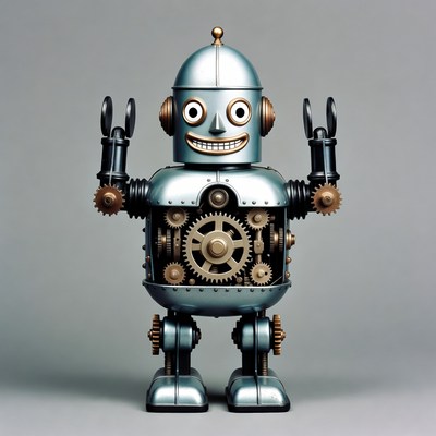 Steampunk Robot with Exposed Gears