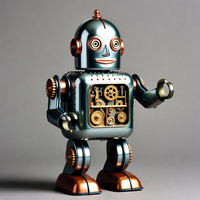 Steampunk Robot with Exposed Gears