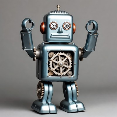 Retro Robot with Exposed Gears