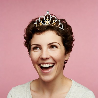 Smiling woman wearing tiara