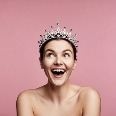Woman smiling with jeweled crown