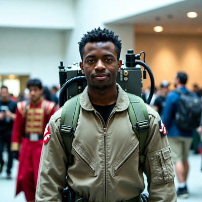 African-American man as Ghostbuster