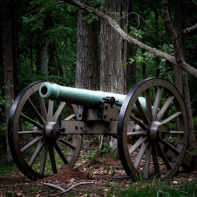 Civil War Cannon in Forest