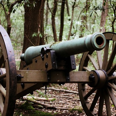 Old cannon in forest