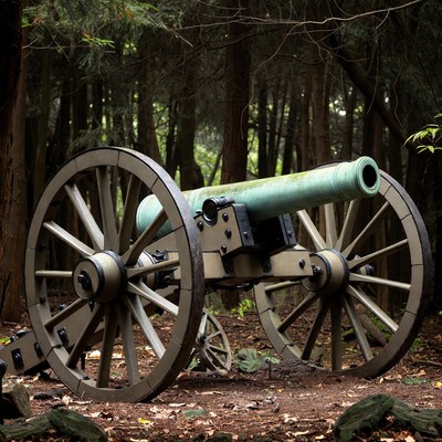 Old cannon in forest
