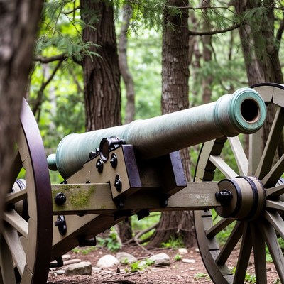Civil War Cannon in Forest
