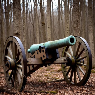 Civil War Cannon in Forest