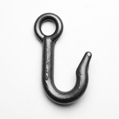 Black metal hook with eyelet