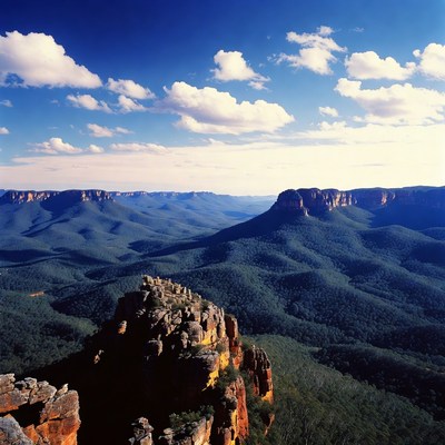 Blue Mountains Panorama with Clouds