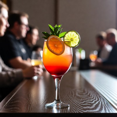 Orange Lime Garnish on Sunset Cocktail