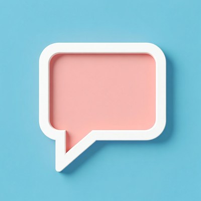 Pink Speech Bubble on Blue Background