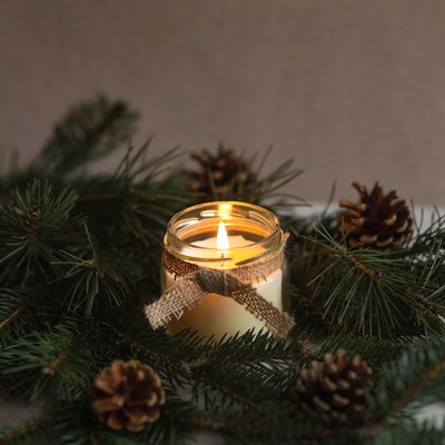 Pine Candle with Pinecones