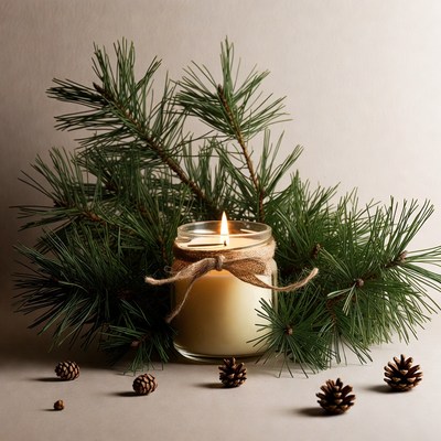 Pine Candle with Pinecones