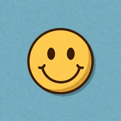 Smiling Yellow Emoticon on Blue Background