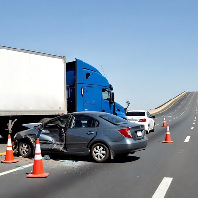 Car Crash with Blue Truck