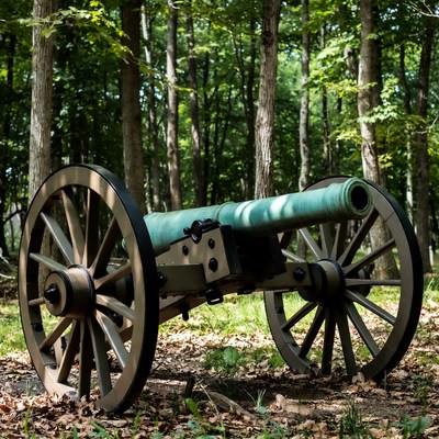 Civil War Cannon in Forest