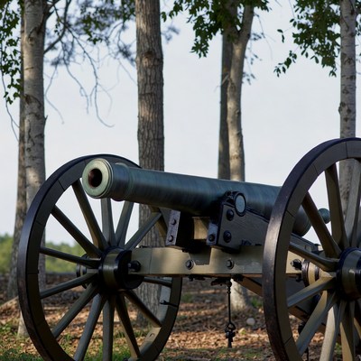 Civil War Cannon in Forest