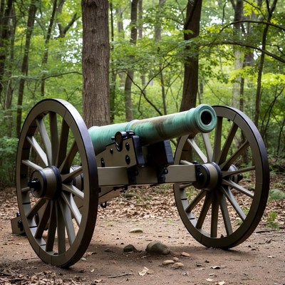 Civil War Cannon in Forest