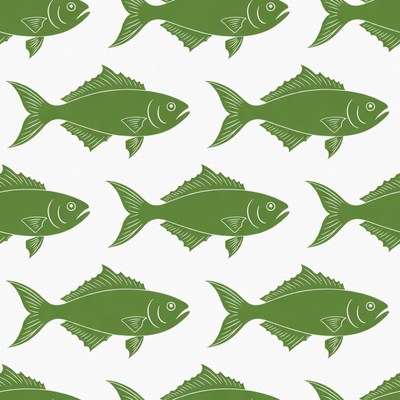 Green Fish Seamless Pattern