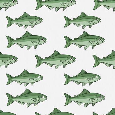 Green Fish Seamless Pattern