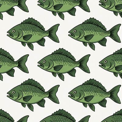 Green Fish Seamless Pattern