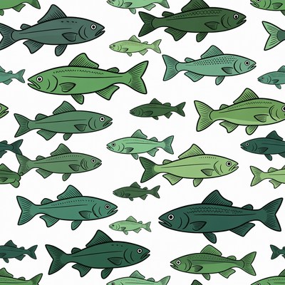Green Fish Seamless Pattern