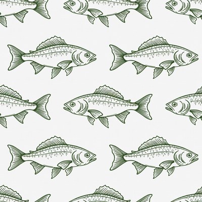 Green Fish Seamless Pattern