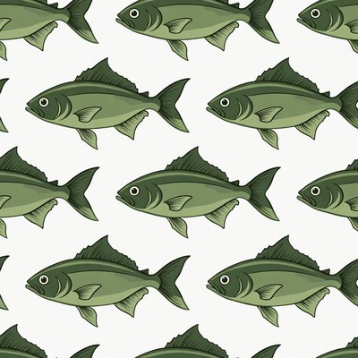 Green Fish Seamless Pattern