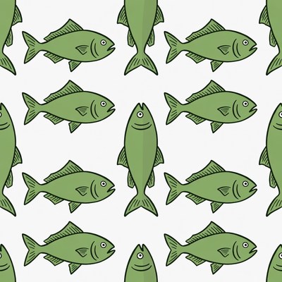Green Fish Seamless Pattern