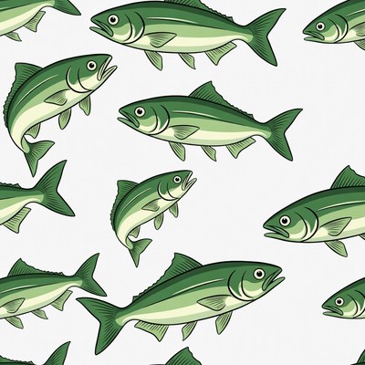 Green Fish Seamless Pattern