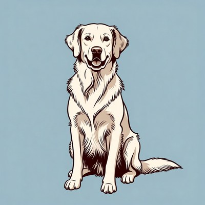Golden Retriever sitting illustration
